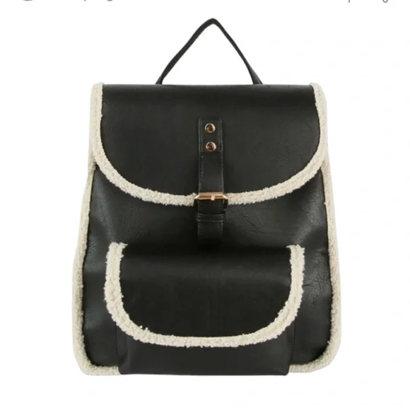 Vegan Leather Sherpa Backpack NWT in Pink Kids Colour Block Sherpa Backpack - Pinks | Target Australia main image 2